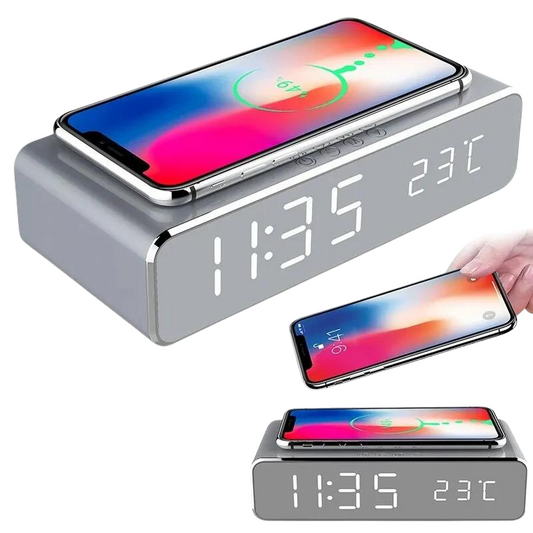 Iphone Samsung Digital Wireless Alarm Clock Charger